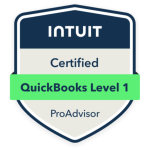 Intuit QuickBooks Level 1 ProAdvisor Certification.